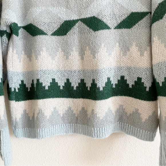 New C&C CALIFORNIA Aztec Print Oversized Cropped Cardigan V Neck Blue Sweater S - Picture 8 of 13